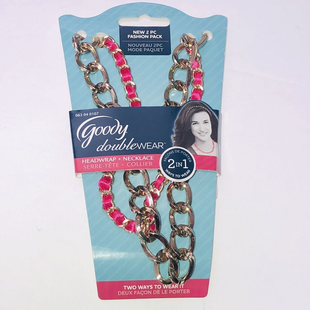 Goody Doublewear Pink Gold Chain 2 In 1 Headwrap Necklace NIP